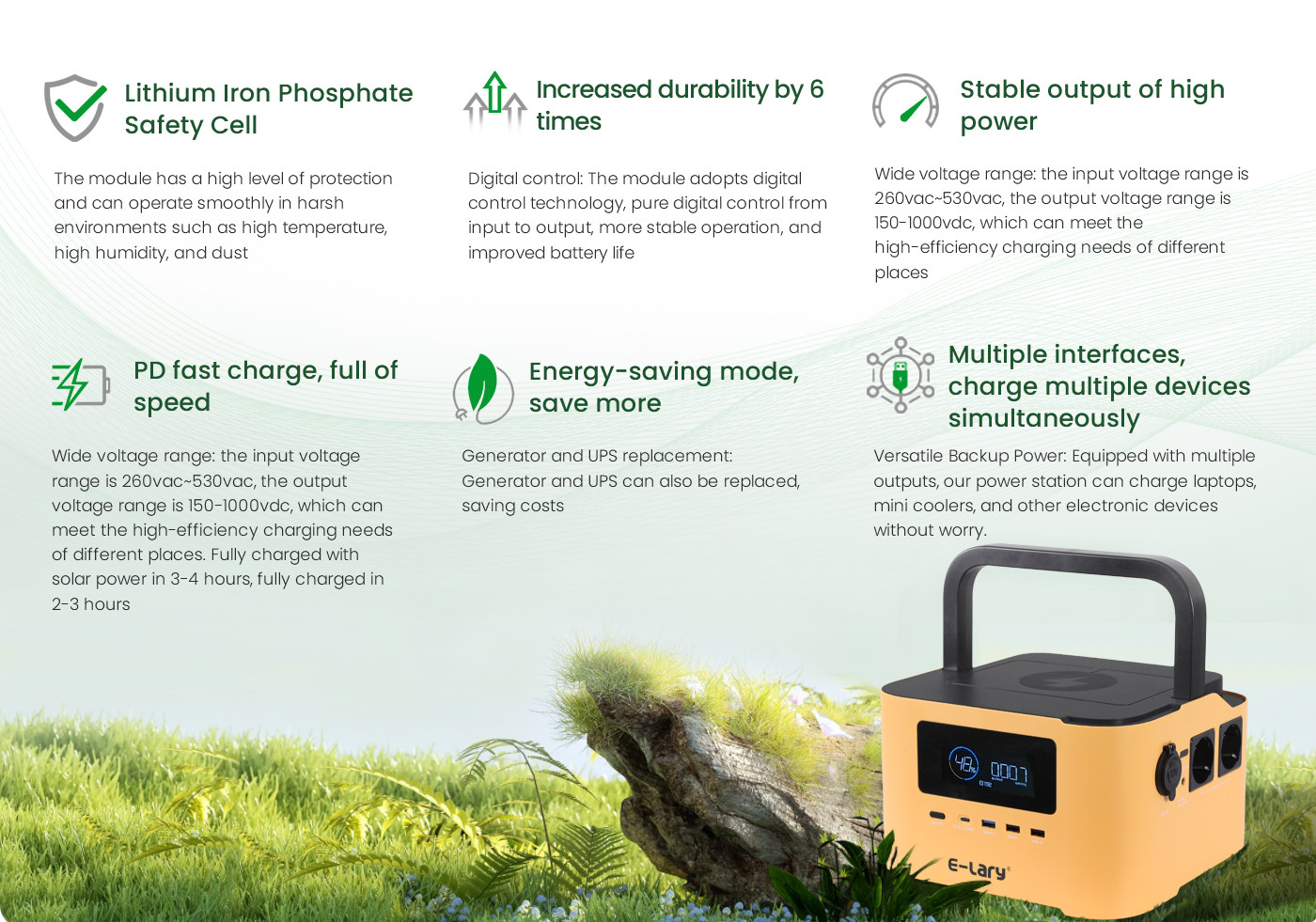 E-lary 650Watt Portable Power Station Featured Products