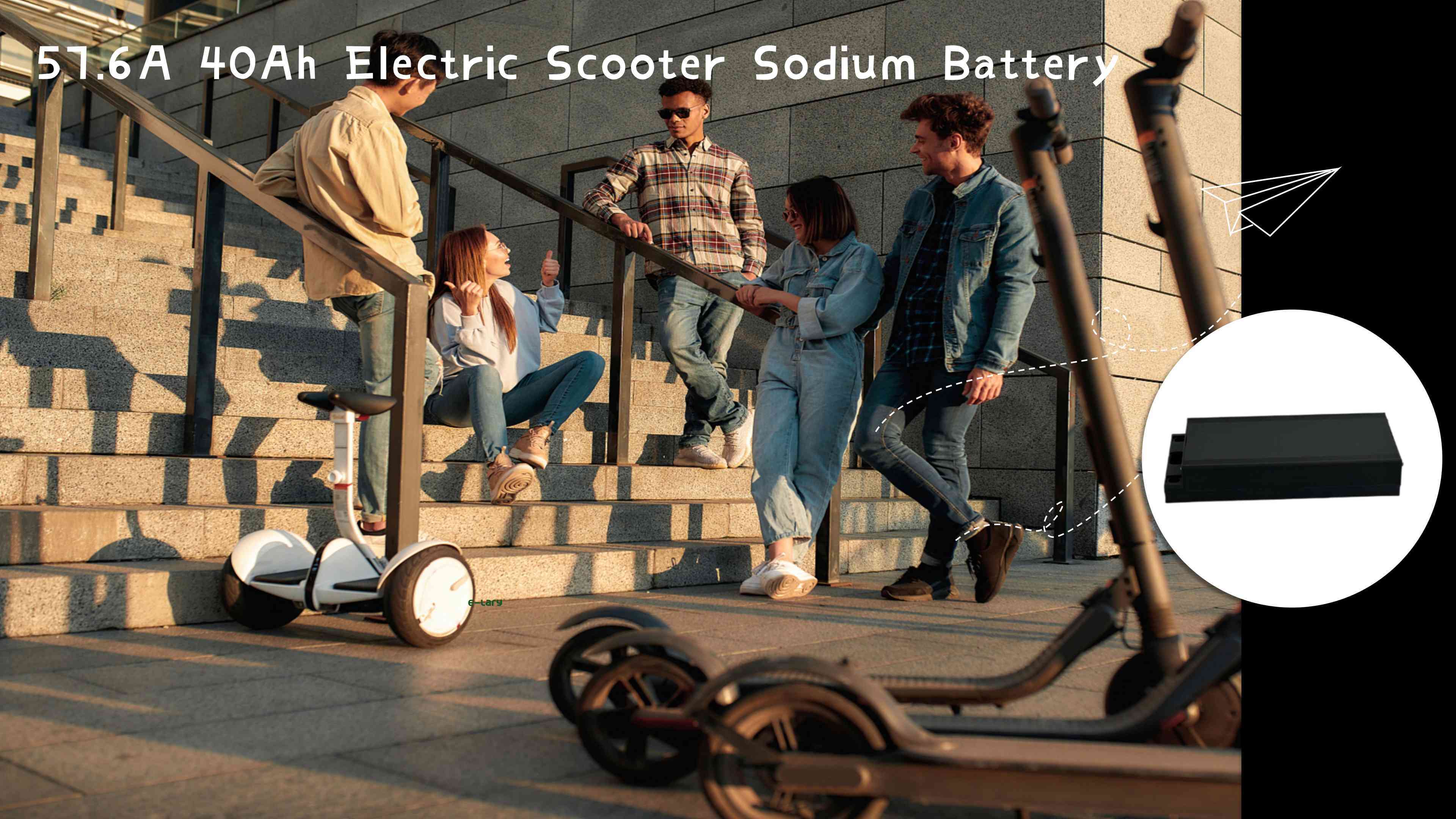 Batería de iones de sodio súper eléctrica para scooter E-lary 57.6V 40Ah