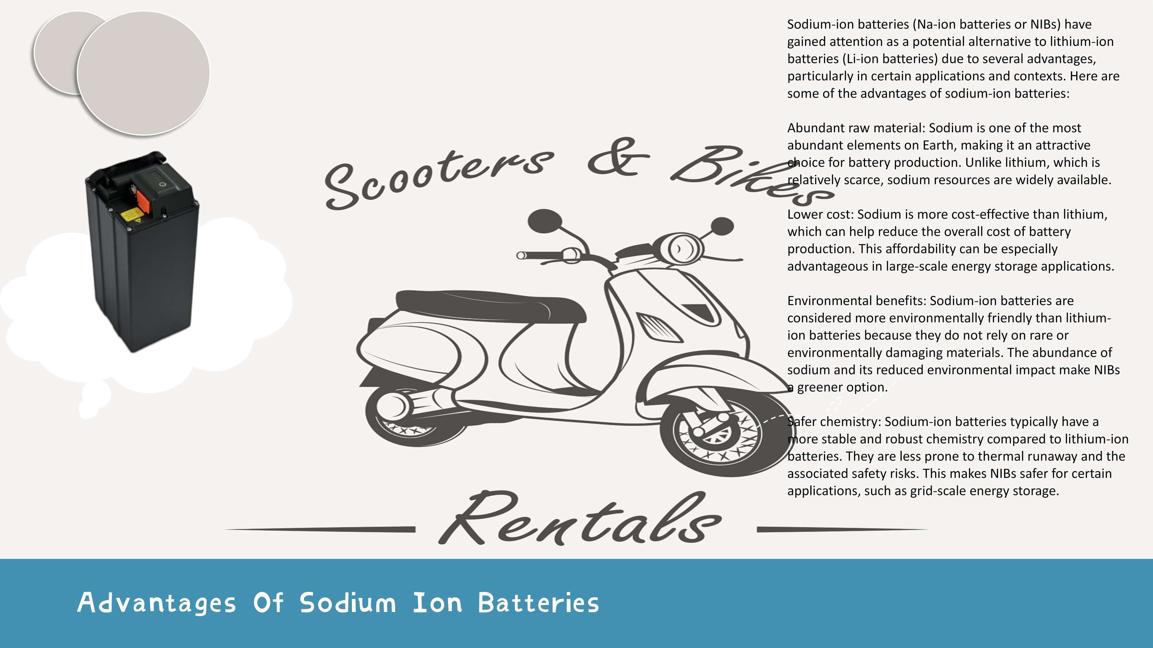Ventajas de la batería de iones de sodio para motocicleta E-lary 72V 40Ah