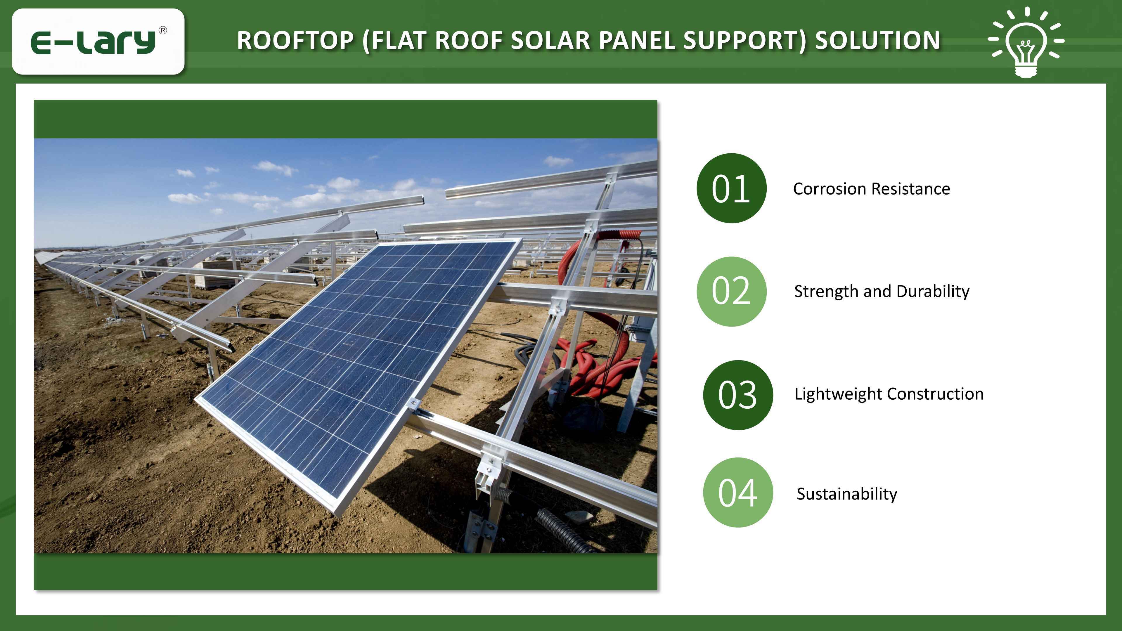 Solución de soporte de panel solar de techo plano para generador solar