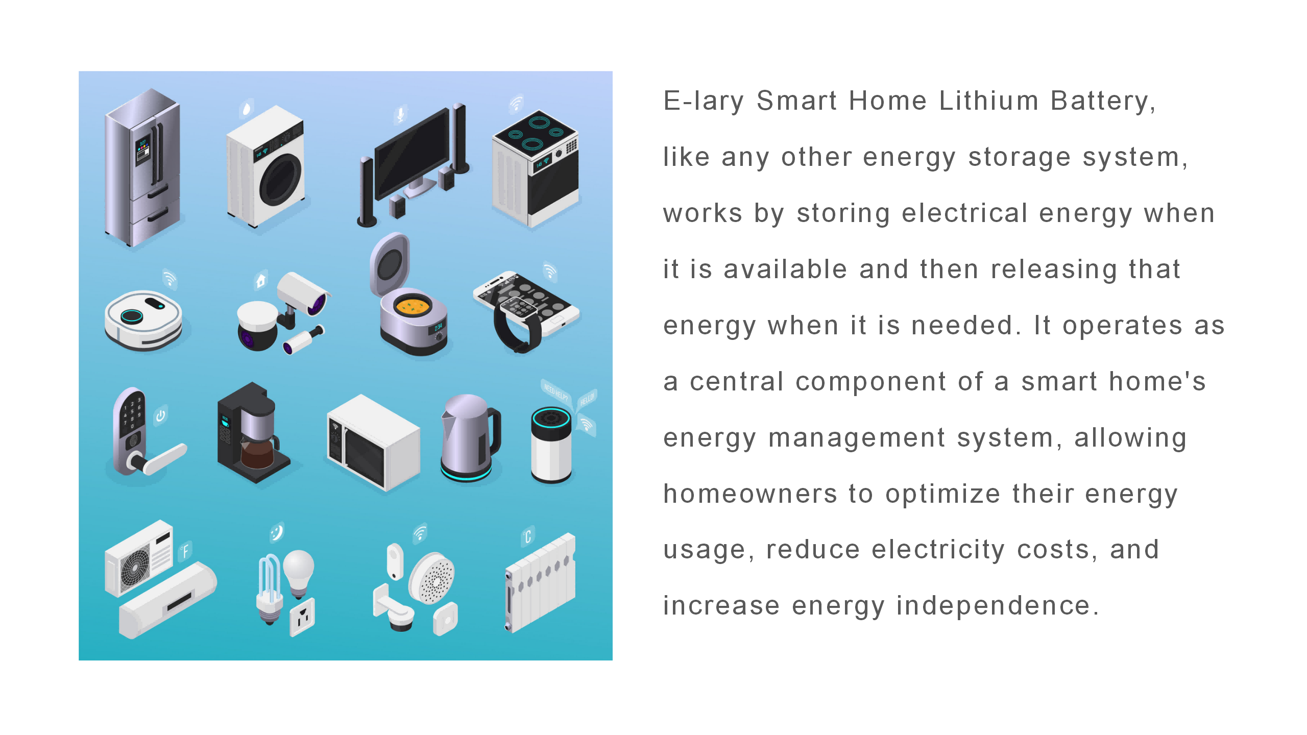 ¿Cómo funciona la batería de litio E-lary Smart Home?