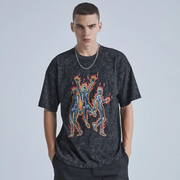 Washed Tshirts Custom Mens Vintage Graphic Printing Washed T-shirts