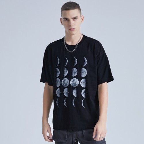 Производство футболок на заказ, мужские футболки с горячей трансферной печатью «Темная луна»