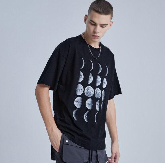 Manufacturing Custom Tshirts Dark Moon Hot Transfer Printing Tshirts Men