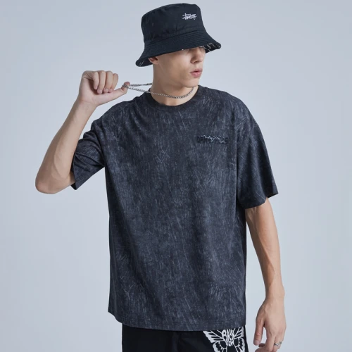 Benutzerdefiniertes Kurzarm-Skelett-T-Shirt. Gewaschene T-Shirts mit dunklem Siebdruck für Herren