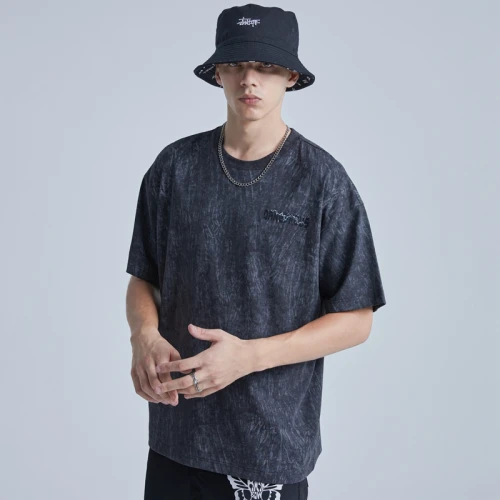 Benutzerdefiniertes Kurzarm-Skelett-T-Shirt. Gewaschene T-Shirts mit dunklem Siebdruck für Herren