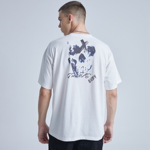 Custom Skeleton T-shirts Mens Short Sleeve Skeleton Skull Printing White T-shirts