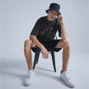 Custom Washed Black Graphic T-shirt | Custom Vintage T-shirts | Direct Injection Print | 100% Cotton