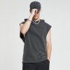 Изготовленные на заказ 380-граммовые черные мужские футболки для керлинга с кислотной стиркой и капюшоном без рукавов