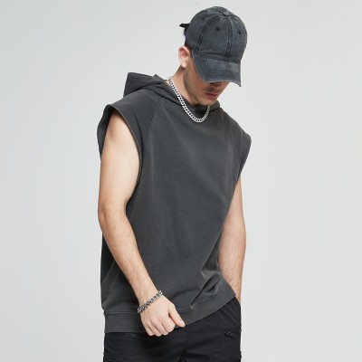 Custom Solid Color Washed Sleeveless Hoodie | Custom Streetwear Hoodie | Vintage Hoodie Manufacturer