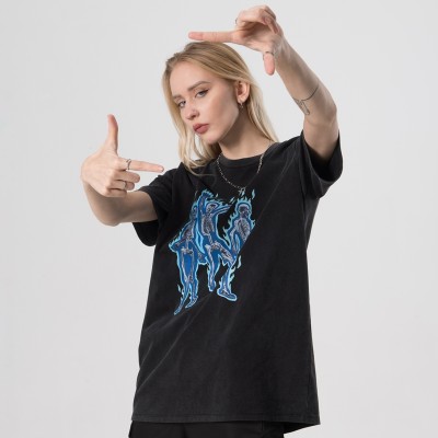 Herstellung grafischer trendiger T-Shirts für Damen | Beste Streetwear-T-Shirts | Schwarze T-Shirts mit Schneewasch-Hot-Transferdruck