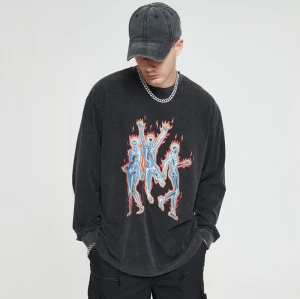 Herstellung von kundenspezifischen T-Shirts mit saurer Waschung, Heißtransfer-Dunkeldruck, übergroße T-Shirts für Männer