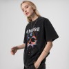 Custom Streetwear Dark T-shirts | Snow Washed Hot Transfer Print Tshirt Women | Skeleton Print T-shirts