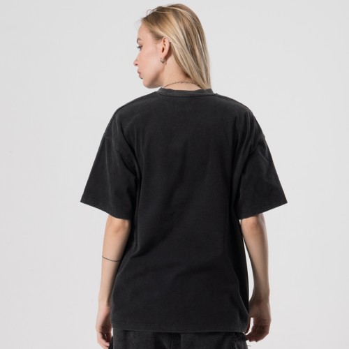 Benutzerdefinierte Streetwear dunkle T-Shirts | Snow Washed Hot Transferdruck T-Shirt Damen | T-Shirts mit Skelett-Print