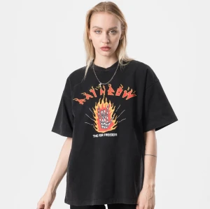 Washed T-shirts Women's Black Hot Transfer Skeleton Print T-shirts