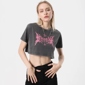Maßgeschneidertes, gewaschenes Crop-Top für Damen mit Mystery Hot-Transferdruck-Crop-T-Shirts