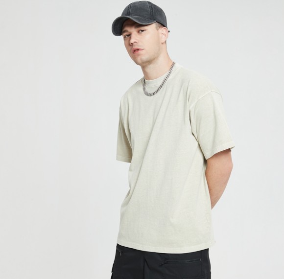 Fabrik-T-Shirts, säurewaschende Baumwolle, Übergröße, tragbar, dunkle Herren-T-Shirts