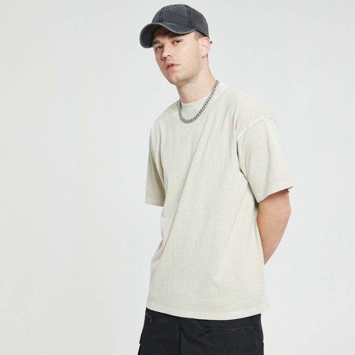 Fabrik-T-Shirts, säurewaschende Baumwolle, Übergröße, tragbar, dunkle Herren-T-Shirts