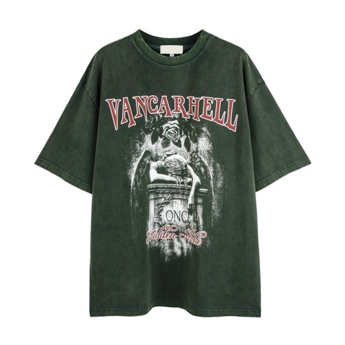 Manufacturing Custom Tshirts Printed Oversize 100% Cotton Angel Acid Wash T-shirts