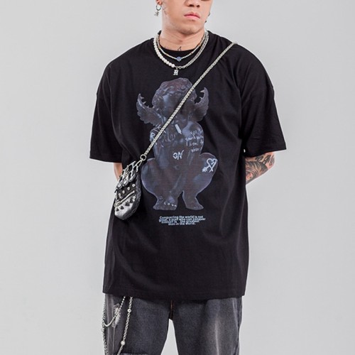 Design Dark Tshirts Direct Injection Printing Oversize Cotton Devil Printing T-shirt