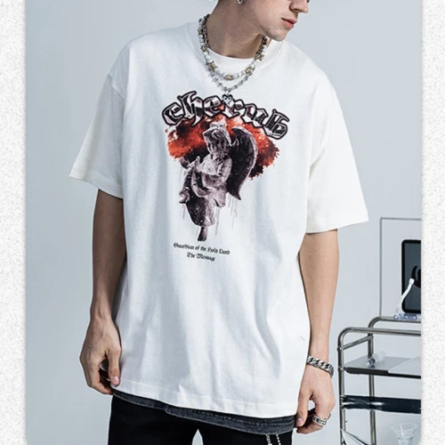 Customized Dark Mens T shirts  Direct Injection Printing 100% cotton Store Los Angeles Print Tshirts