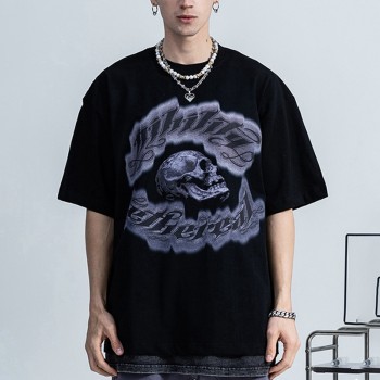 Supplier Custom DTG Printing Dark 100% Cotton Men Skeleton T Shirts