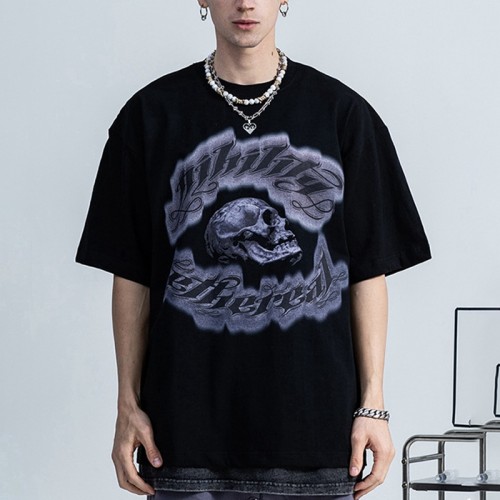 Поставщик Custom DTG Printing Темные мужские футболки со скелетом из 100% хлопка