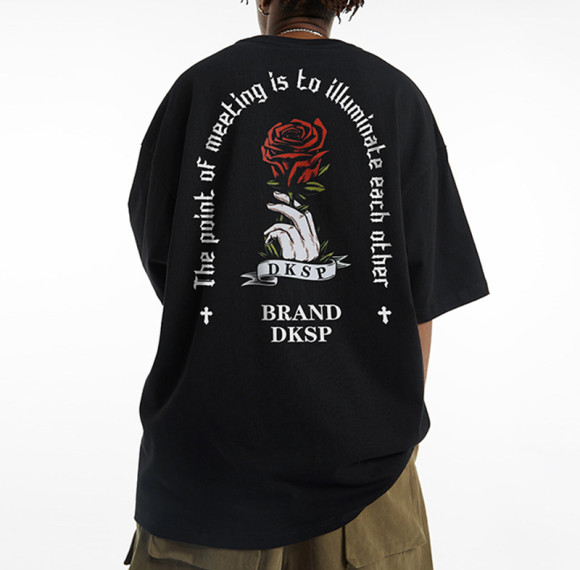 Fabrik-T-Shirts Rosendruck 100 % Baumwolle Übergroße dunkle Vintage-Herren-T-Shirts