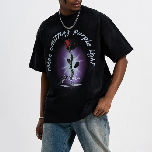 Design Custom Printing Tshirt White Ink Printing Cotton Oversized Dark Romantic Men Oversize Tshirt