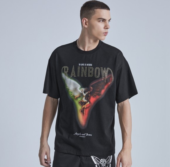 Herstellung kundenspezifischer T-Shirts mit weißer Tinte, Direkteinspritzung, grafischen Strass-Baumwolldunklen T-Shirts