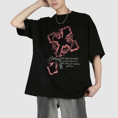 Manufacturing Custom T-shirts White Ink Direct Injection Washed Cotton Dark Cross T-shirts