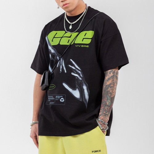Мужские стираные футболки Футболки под частной маркой Хлопковые футболки с короткими рукавами и принтом DTG Cool Technology Футболки