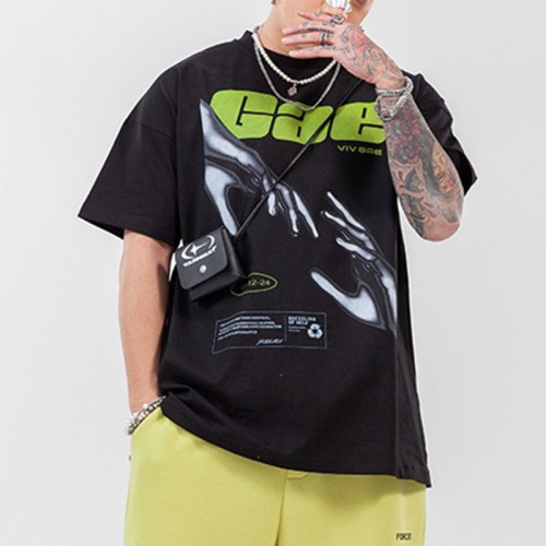 Мужские стираные футболки Футболки под частной маркой Хлопковые футболки с короткими рукавами и принтом DTG Cool Technology Футболки