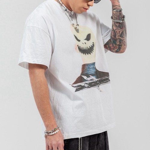 Manufacturing Custom Skeleton T-shirts White Ink Direct Injection Cotton Dark Oversized T-shirts