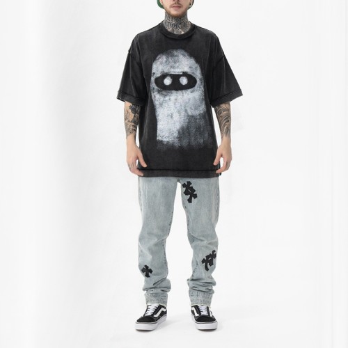 Manufacturing Custom T-shirts White Ink Direct Injection Oversized Cotton Dark T-shirts