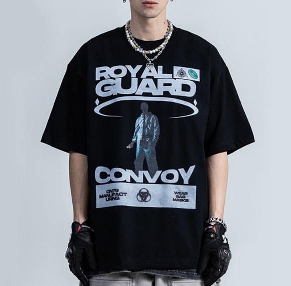 Großhandel T-Shirts mit gewaschenem Druck, Oversize-Baumwolle, Herren-T-Shirts mit Zukunftstechnologie