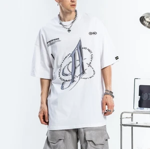 Custom Tshirts Direct Injection Printing Cotton Short Sleeve Dark Metal Technology Elements T Shirts