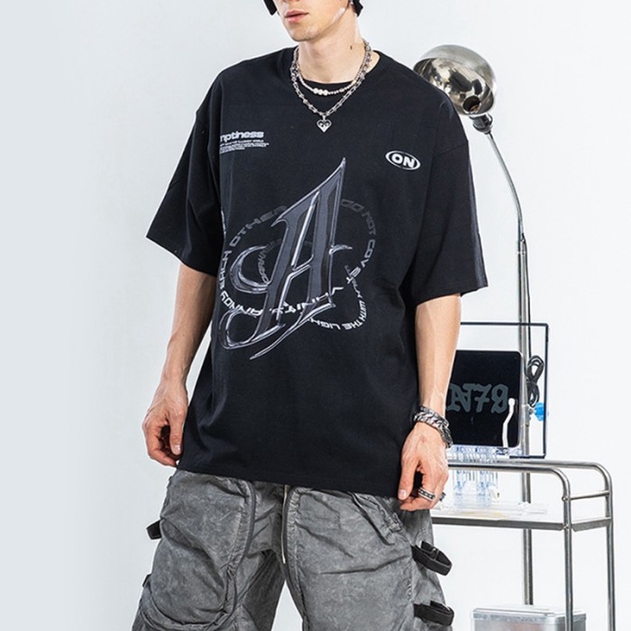 Benutzerdefinierte T-Shirts Direkteinspritzdruck Baumwolle Kurzarm Dark Metal Technology Elements T-Shirts