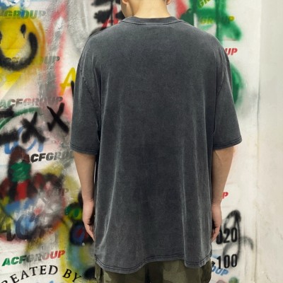 Factory Custom Tshirts Skeletons Pattern Print Acid Washed Oversize Cotton Vintage Dark Tshirts