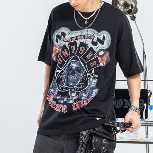Custom Tshirts Skeletons Printing Oversized 100% Cotton Dark Skeletons Tshirts