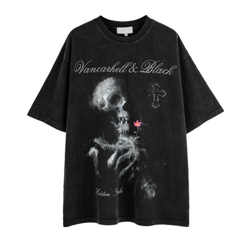 Herstellung von T-Shirts, bedruckte, übergroße Vintage-T-Shirts aus dunkler Baumwolle