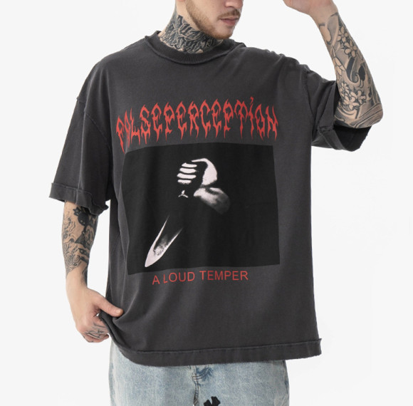 Lieferant Vintage-T-Shirts Dark Violence Herren-T-Shirts Bedruckte Waschung Oversize100 % Baumwolle Vintage-T-Shirt