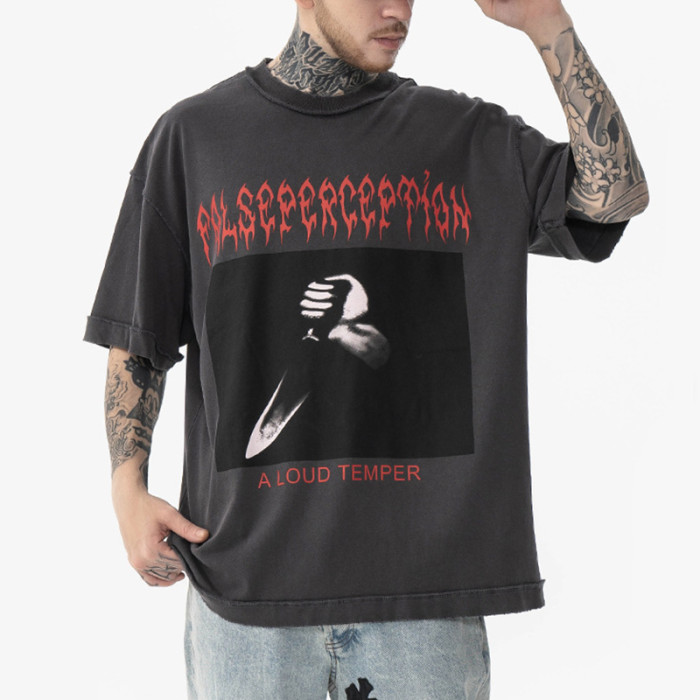 Lieferant Vintage-T-Shirts Dark Violence Herren-T-Shirts Bedruckte Waschung Oversize100 % Baumwolle Vintage-T-Shirt