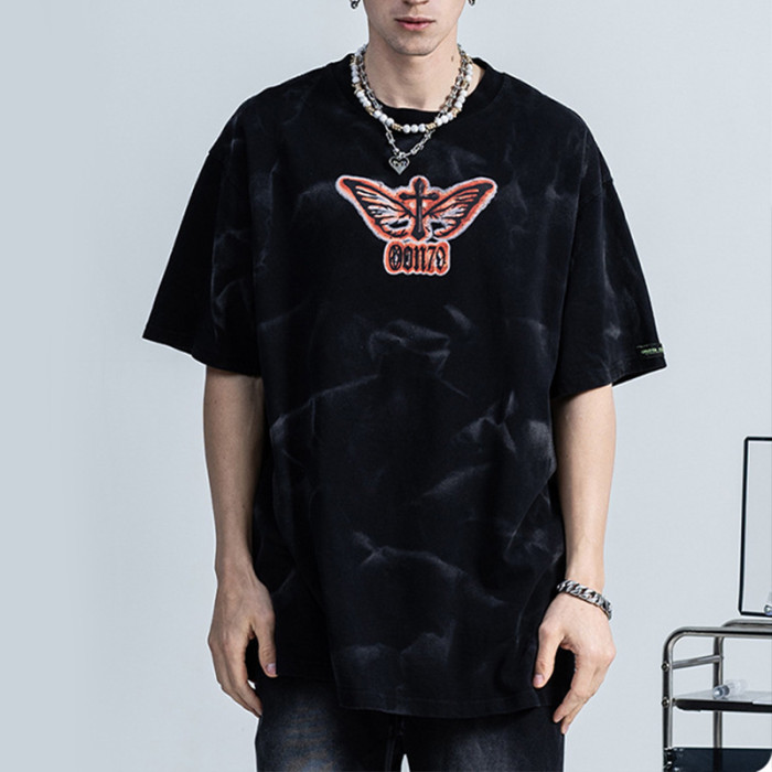 Lieferant T-Shirts 190g Tie Dye Washed Vintage Custom Cross T-Shirt T-Shirts mit Übergröße