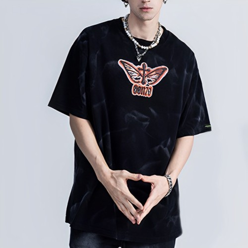 Supplier T-shirts 190g Tie Dye Washed Vintage Custom Cross T-shirt Oversize Fit T-shirts