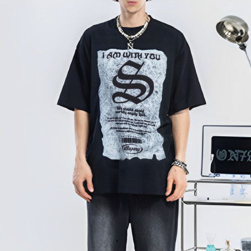 Custom Label Men's T-shirts DTG Printed Men's Fashionable T-shirts