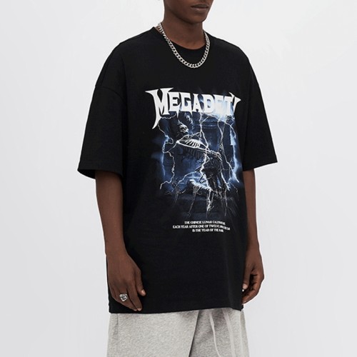 Manufacturing Custom Tshirts Printed Acid Wash Oversize 100% Cotton Skeleton T-shirt