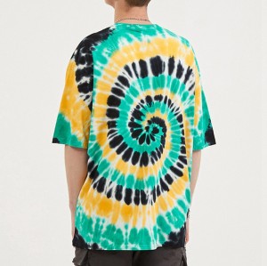 Custom Tshirts Three-Color Whirlpool Tie Dye Oversize Cotton Tshirts