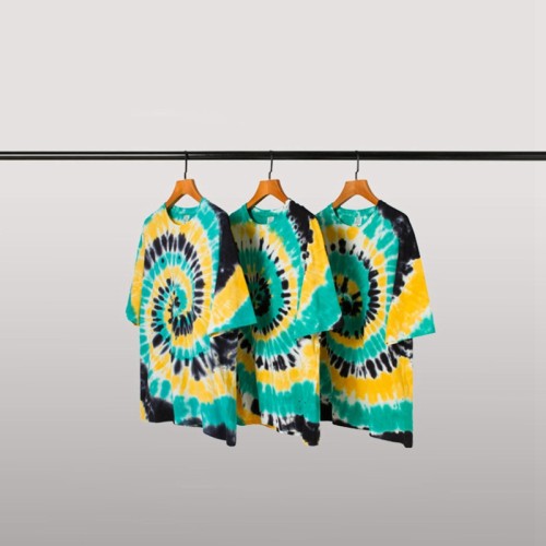 Custom Tshirts Three-Color Whirlpool Tie Dye Oversize Cotton Tshirts