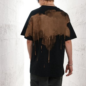 Factory Custom Tshirts Summer Irregular Spraying Oversized Fit Cotton Dark Tshirts